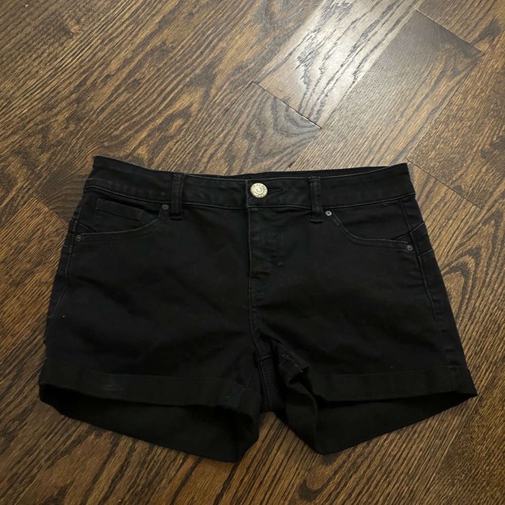 Black Women's Denim Shorts - Classic High-Rise Cuffed Style